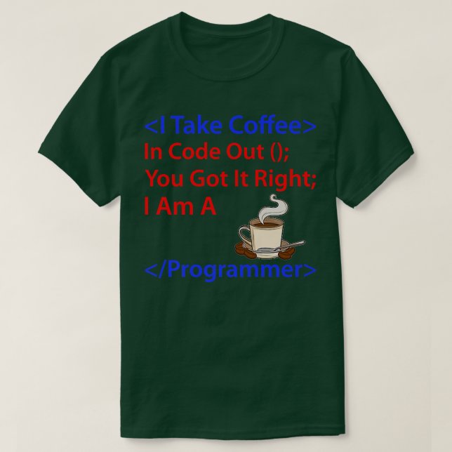 Programmier-Nerd für Kaffeeentwickler T-Shirt (Design vorne)
