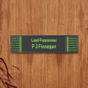 Programmiercode schwarz und grün - eigener Name / Türschild