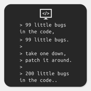 Programmieren des Debuggens von Code Funny Gift Quadratischer Aufkleber