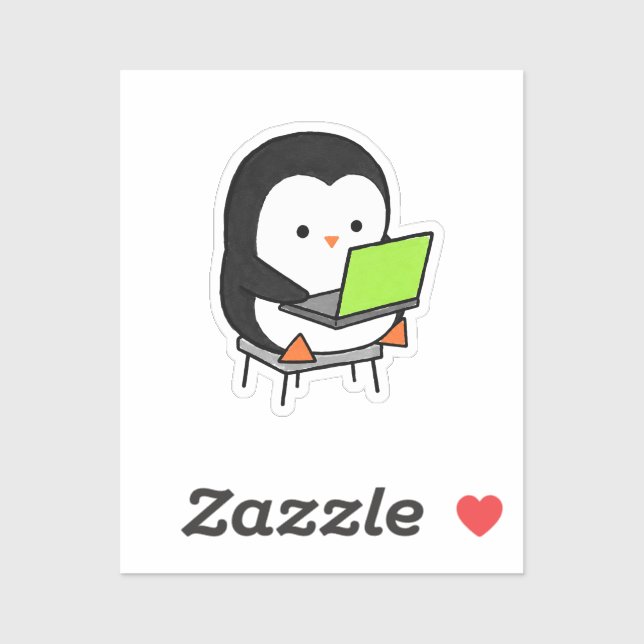 Programmierender Pinguin arbeitet hart Laptop Aufkleber (Blatt)