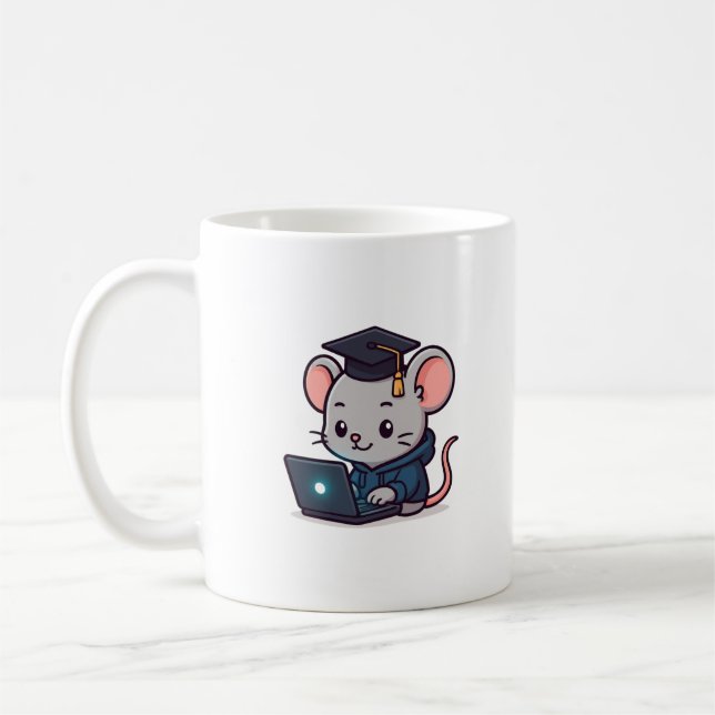 Programmierer Abschluss Kawaii Lustige Maus Kaffeetasse (Links)
