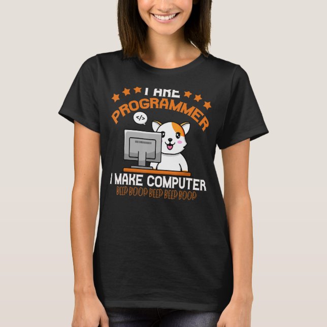 Programmierer Cat Animal Coding Squad Engineer T-Shirt (Vorderseite)