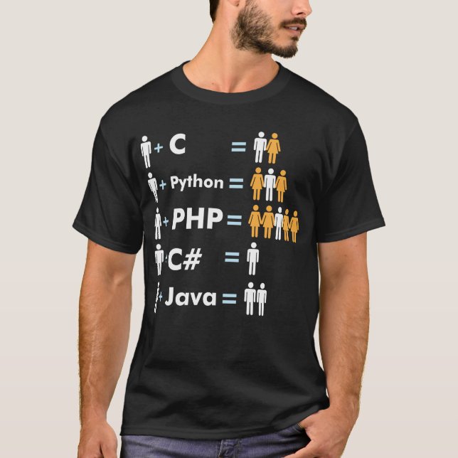 Programmierer Coding C Python PHP Java zieht Männe T-Shirt (Vorderseite)