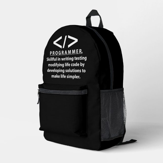 Programmierer Coding Entwickler Programmierer Bedruckter Rucksack (Rückseitige Ecke Rechts)