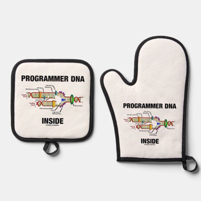 Programmierer-DNA Inside Molekularbiologie Humor Ofenhandschuh & Topflappen-Set (Vorderseite)