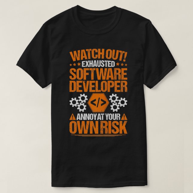 Programmierer Entwickler von eigenem Risiko-Softwa T-Shirt (Design vorne)