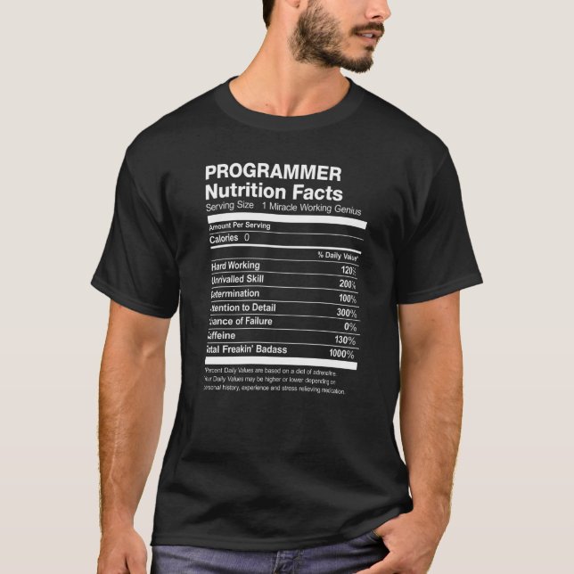 Programmierer Ernährung Funny Facts T-Shirt (Vorderseite)
