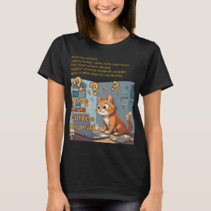 Programmierer Katze Code Kaffee Wiederholung Desig T-Shirt