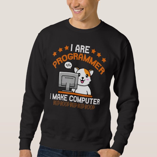 Programmierer Katze Tier  Codierungsteam Ingenieur Sweatshirt (Vorderseite)
