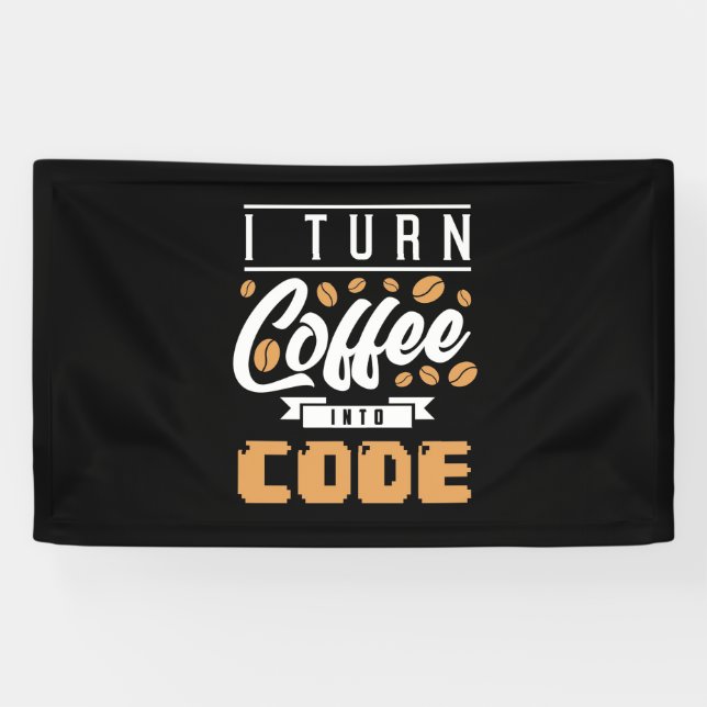 Programmierer machen Kaffee in Code Banner (Horizontal)