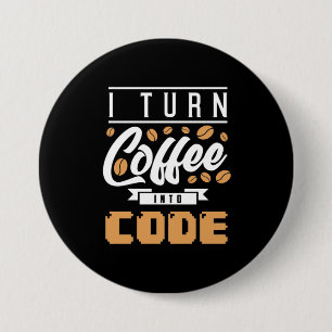 Programmierer machen Kaffee in Code Button