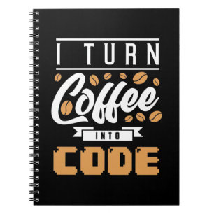 Programmierer machen Kaffee in Code Notizblock