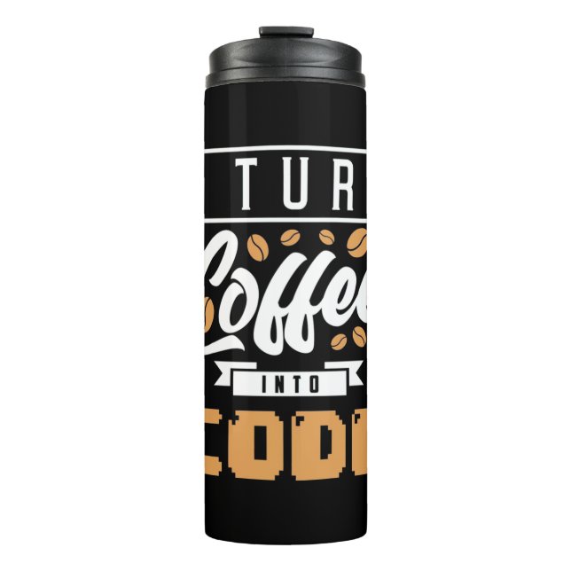 Programmierer machen Kaffee in Code Thermosbecher (Vorderseite)