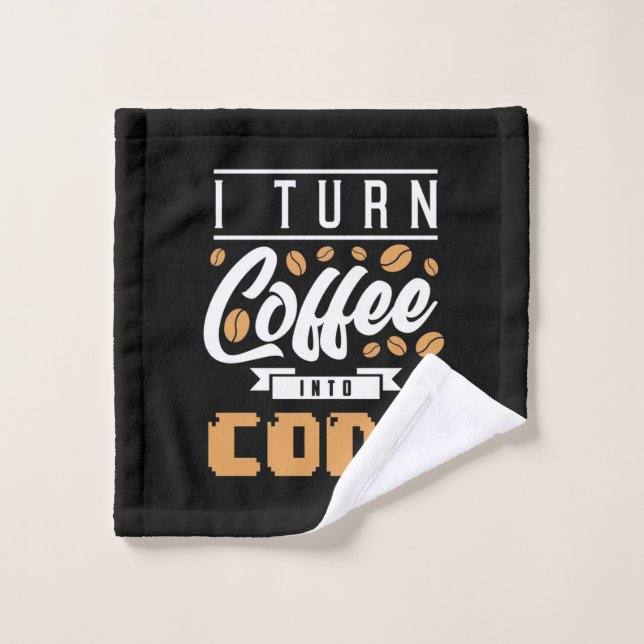 Programmierer machen Kaffee in Code Waschlappen (Waschlappen)