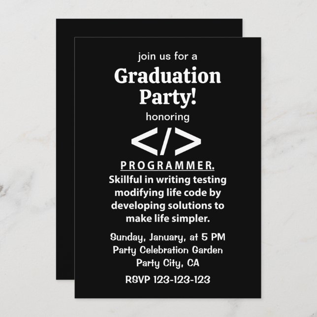 Programmierer-Programmieren Entwickler-Programmier Einladung (Vorne/Hinten)