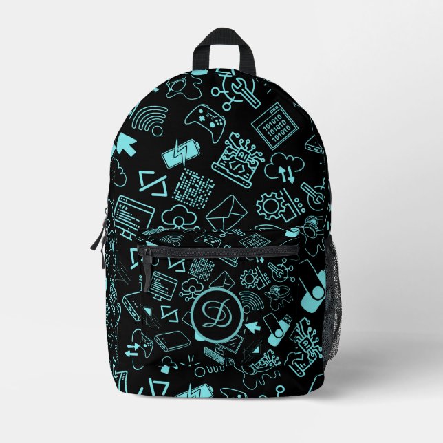 Programmierer programmieren Technologie blau Bedruckter Rucksack (Vorderseite)