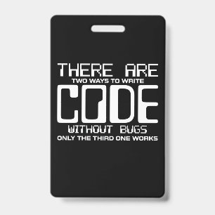 Programmierer schreiben Code ohne Fehler Ausweis