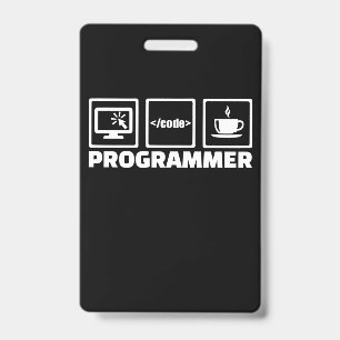 Programmierer schreiben Code und trinken Kaffee Ausweis