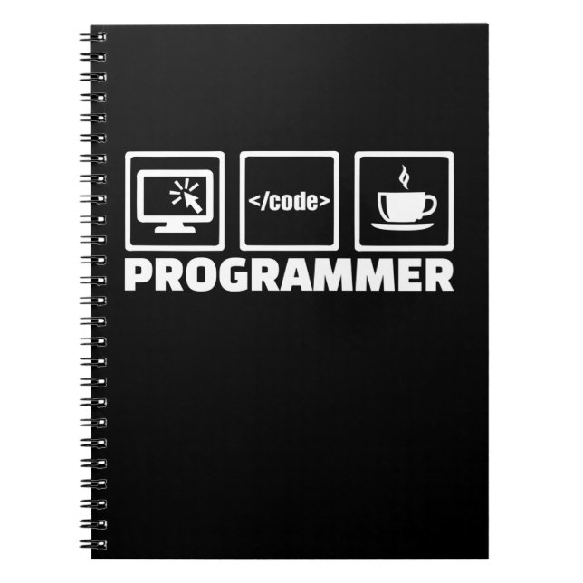 Programmierer schreiben Code und trinken Kaffee Notizblock (Vorderseite)