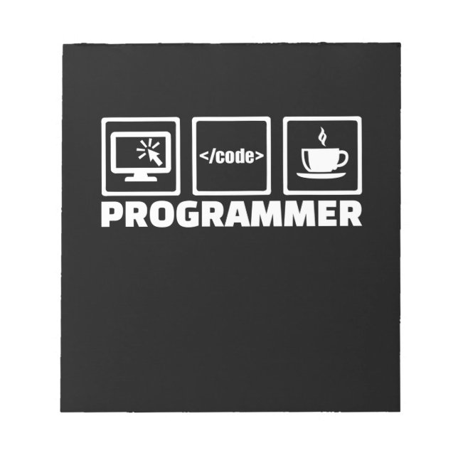 Programmierer schreiben Code und trinken Kaffee Notizblock (Vorderseite)