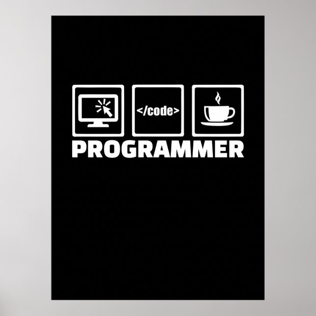 Programmierer schreiben Code und trinken Kaffee Poster (Vorne)