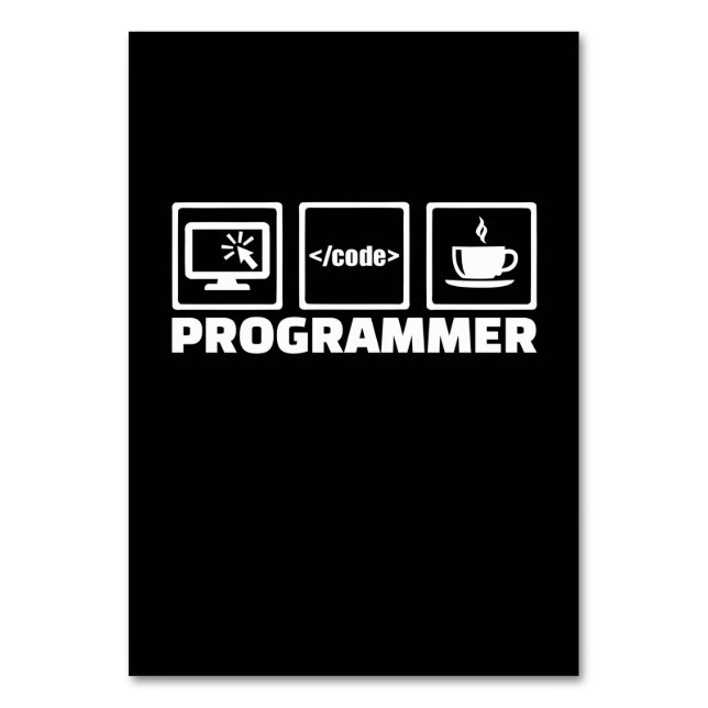 Programmierer schreiben Code und trinken Kaffee Tischnummer (Vorderseite)