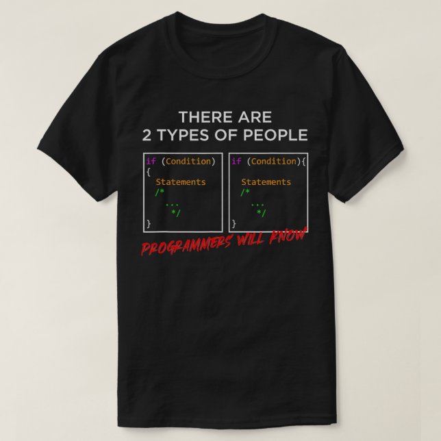 Programmierer-Typen, die IT-Programmierung program T-Shirt (Design vorne)