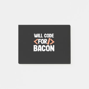 Programmierer wird Code für Bacon Post-it Klebezettel