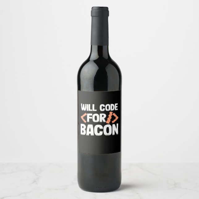 Programmierer wird Code für Bacon Weinetikett (Vorderseite)