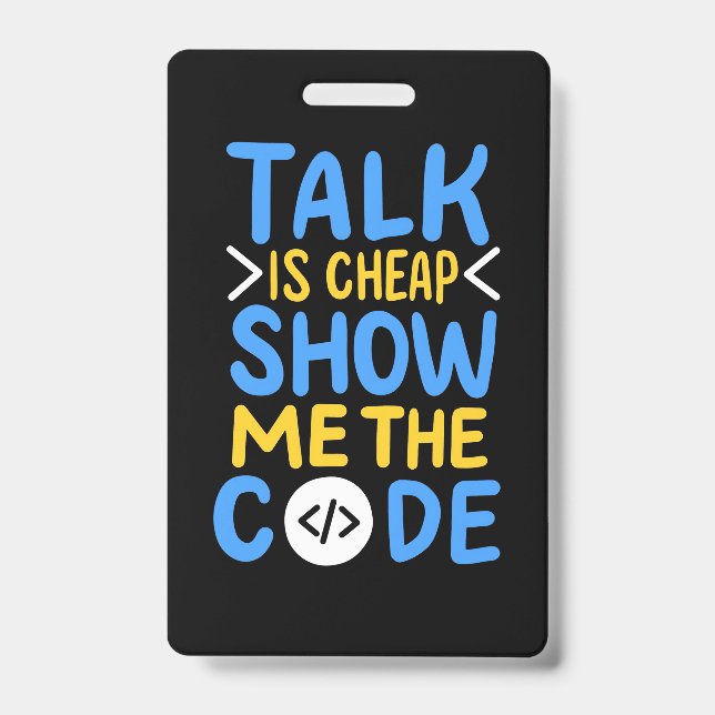 Programmierer zeigen mir den Code Ausweis (Vorderseite)