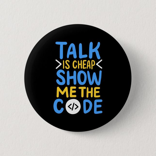 Programmierer zeigen mir den Code Button (Vorderseite)