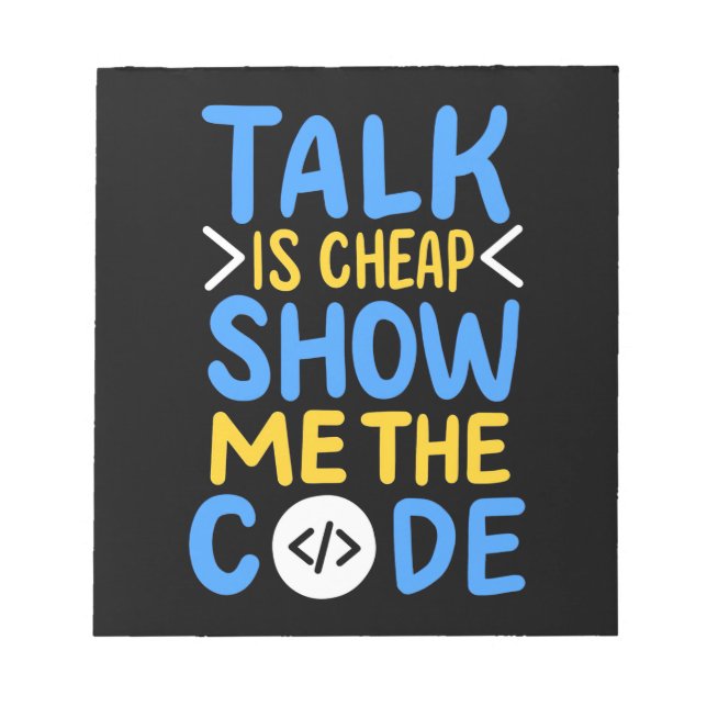 Programmierer zeigen mir den Code Notizblock (Vorderseite)