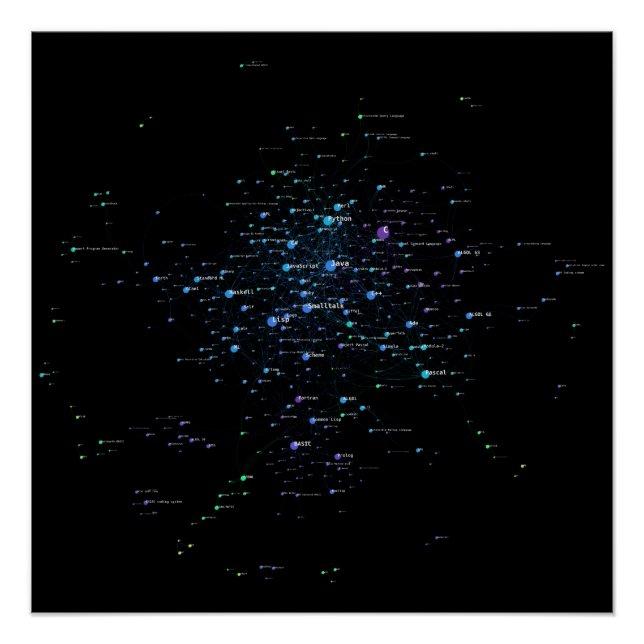 Programmiersprachen beeinflussen Netzwerk 2020 Poster (Vorderseite)