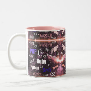 Programmiersprachen rosa Muster Zweifarbige Tasse