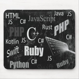 Programmiersprachen Schwarz-Weiß Mousepad