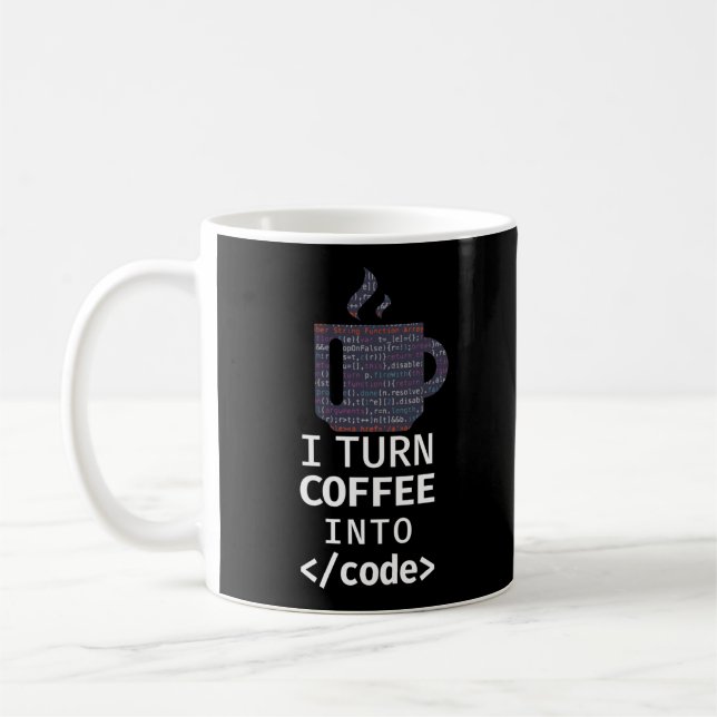 Programmierung Ich mache Kaffee in Code Kaffeetasse (Links)