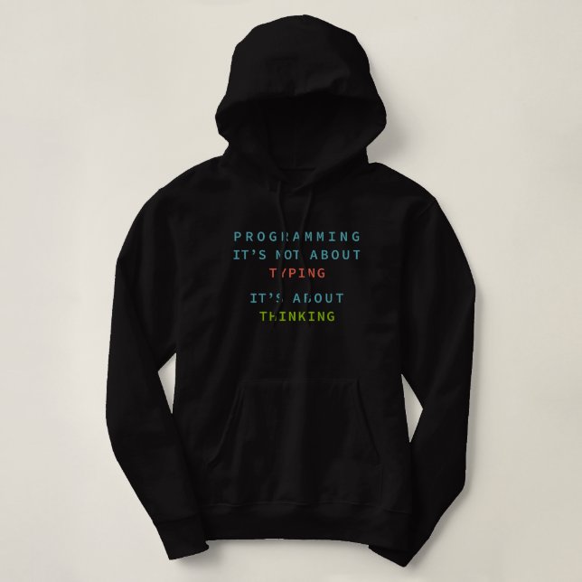 Programming Is Thinking, Not Typing – Developer Hoodie (Design vorne)