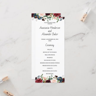 Programmkarte Hochzeit.