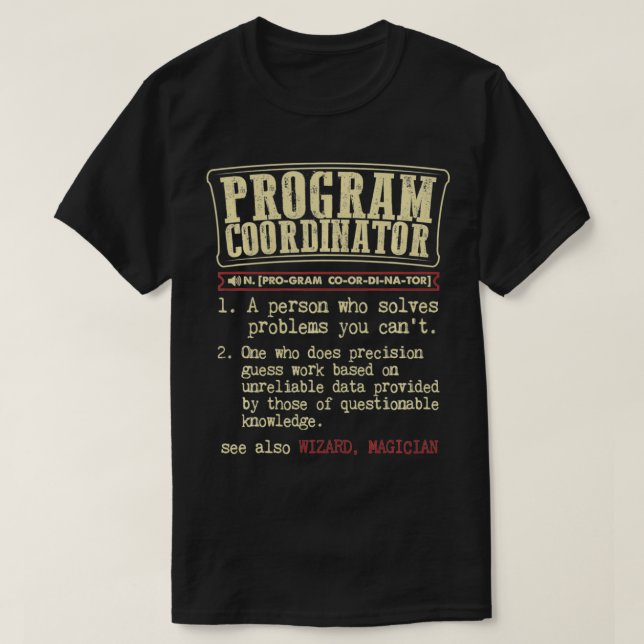 Programmkoordinator-Geschenk Funny Dictionary Defi T-Shirt (Design vorne)