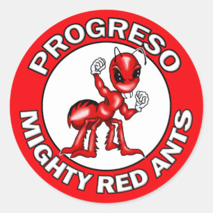 Progreso mächtige rote Ameisen-Aufkleber Runder Aufkleber