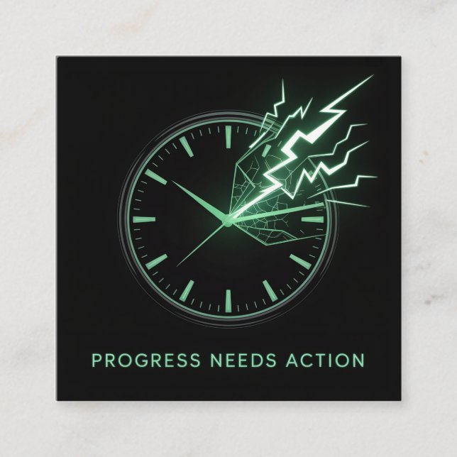 Progress Needs Action Quadratische Visitenkarte (Vorderseite)