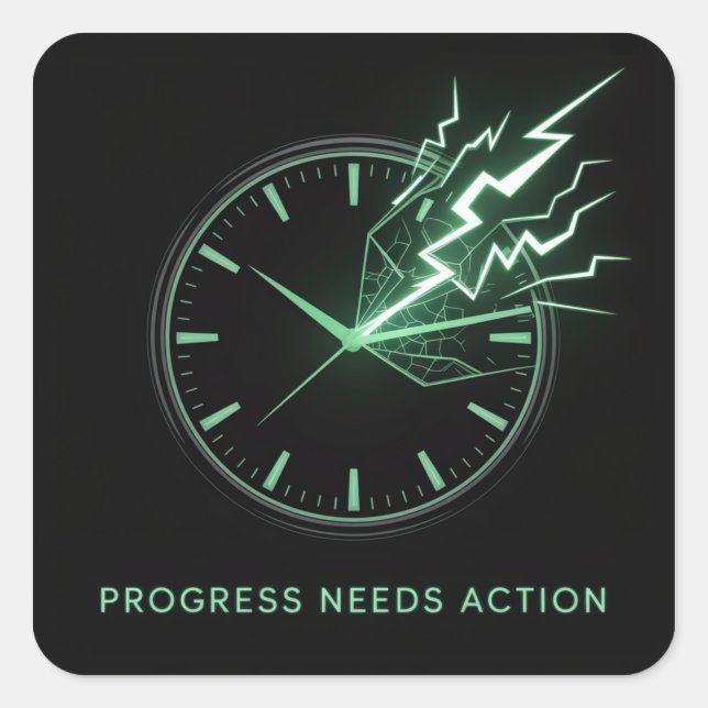 Progress Needs Action Quadratischer Aufkleber (Vorderseite)
