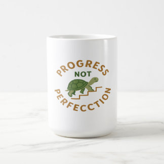 Progress not Perfection - Cute Turtle Motivational Kaffeetasse