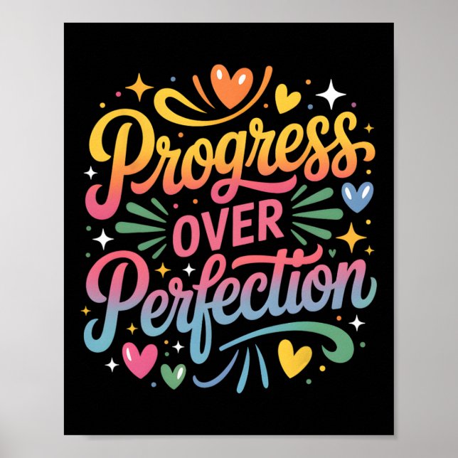 Progress Over Perfection Back To School Teachers E Poster (Vorne)