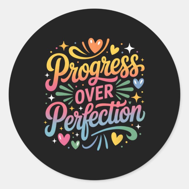Progress Over Perfection Back To School Teachers E Runder Aufkleber (Vorderseite)
