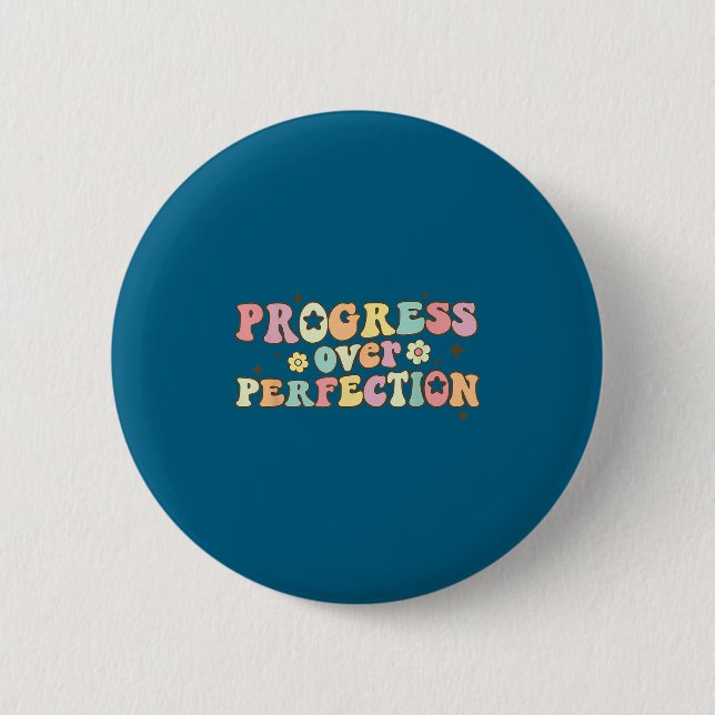 Progress Over Perfection Motivational Back To Scho Button (Vorderseite)