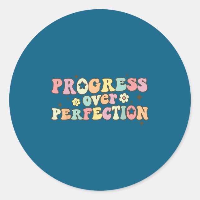 Progress Over Perfection Motivational Back To Scho Runder Aufkleber (Vorderseite)