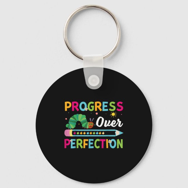 Progress Over Perfection Motivational Quote Studen Schlüsselanhänger (Vorderseite)