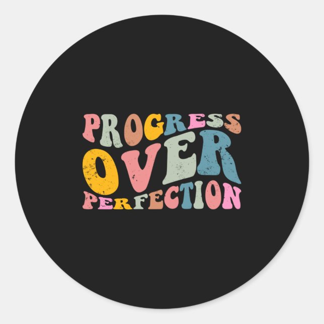 Progress Over Perfection Motivational Teacher Long Runder Aufkleber (Vorderseite)