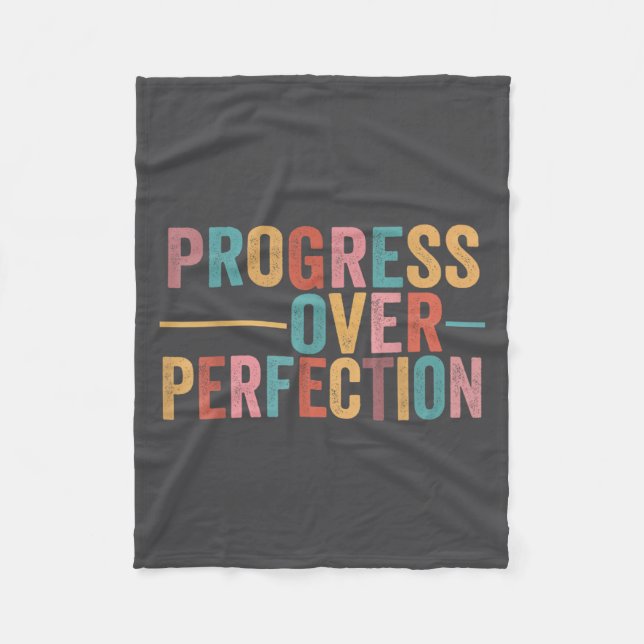 Progress Over Perfection Motivational Teacher Retr Fleecedecke (Vorderseite)